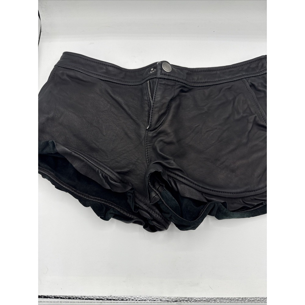 JUICY COUTURE Black Low Rise Leather Shorts